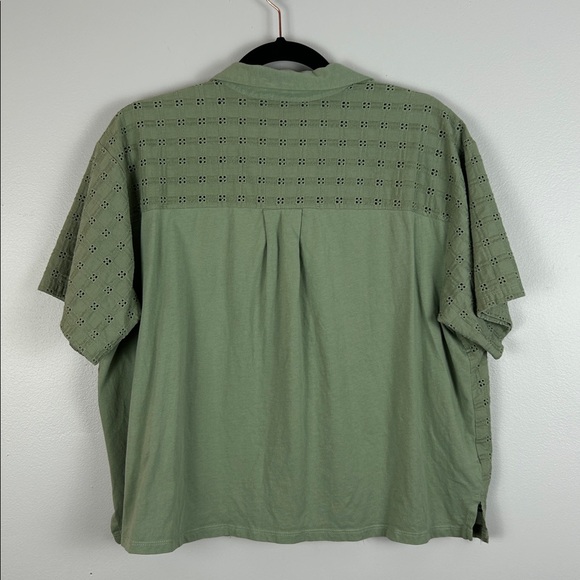 Eddie Bauer Idyllic Lace Eyelet Short Sleeve Boxy Camp Button Down Shirt XL Sage - Picture 13 of 13